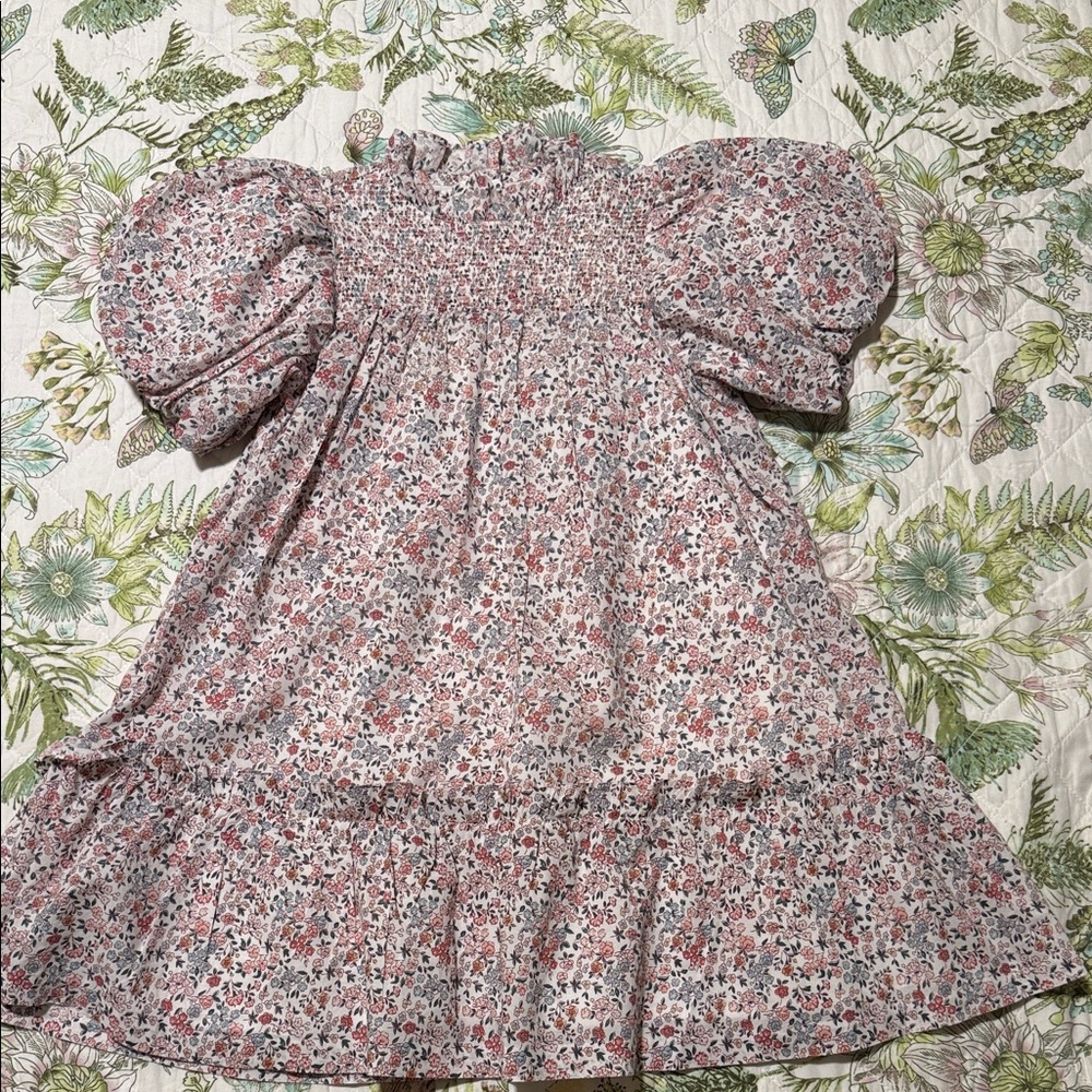 Janie and Jack Pink Floral Puff-Sleeve Casual Dress